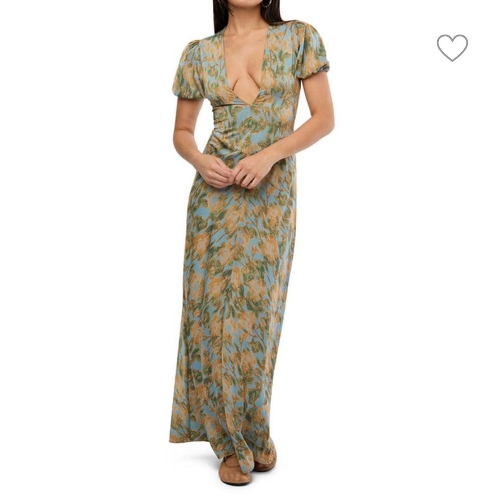 WeWoreWhat Floral Maxi Dress in Blue and Tan